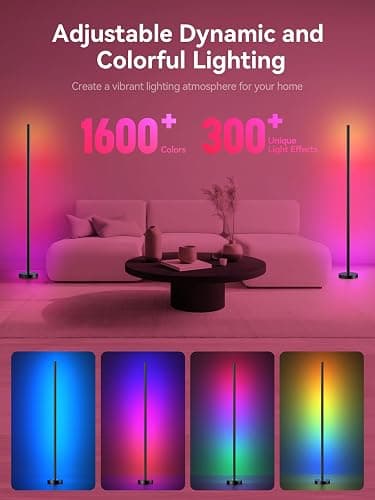 OIYN Smart RGBICW LED Corner Floor Lamp - 16 Million DIY Colors, 68+ Scenes, Music Sync, App & Remote Control, Color-Changing Ambient Lighting for Living Rooms, Bedrooms, and Gaming Rooms thumbnail 2