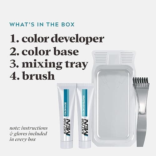 Just For Men Mustache & Beard, Beard Coloring for Gray Hair with Brush, with Keratin Biotin Aloe and Coconut Oil for Healthy Facial Hair - Medium Brown, M-35, Pack of 1 (Packaging May Vary) thumbnail 3