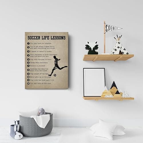 Soccer Gifts Inspirational Wall Decor Canvas Wall Art Artwork Sports Framed Art Paintings Soccer Posters for Soccer Player Athletes Living Room Sports Club Playroom Bedroom Boys Room Gym Decor thumbnail 5