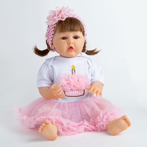 Pink Crown Reborn Baby Dolls Clothes for 20-23 Inch Pure Handmade 2 Pieces Reborn Doll Baby Girl Clothing Set thumbnail 6