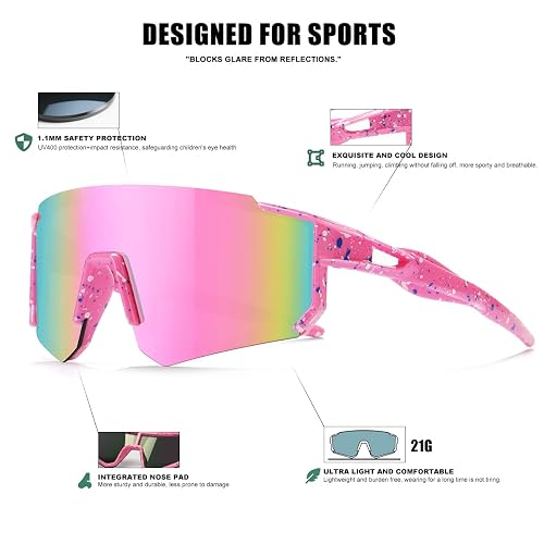 SEKKAF Kids Sunglasses Youth Baseball Sunglasses for Boys Girls Softball Sports Sun Glasses UV Protection thumbnail 5