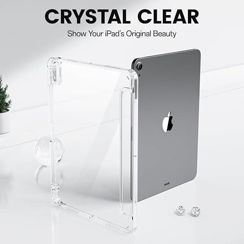 GKABXY Case for iPad Air 11 inch M3/M2 (2025/2024), iPad Air 6th/5th/4th Generation (2022/2020) 10.9 inch with Pencil Holder,Slim TPU Clear Transparent Protective Tablet Cover,Auto Wake/Sleep,Pink thumbnail 3