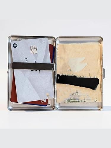 WORYEAR Vintage-Style Versatile Card & Cash Case, Blocking Metal Ultra SlimID Wallet, Easy Snap Closure, Art Deco Design(A) thumbnail 6