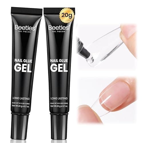 Beetles 2Pcs*20g Solid Nail Glue Gel, Tipex Soft Nail Tips Glue | Super Strong for Acrylic Nails Extension Fake Nails Clear Press On Nails, U V Light Required - Image 1