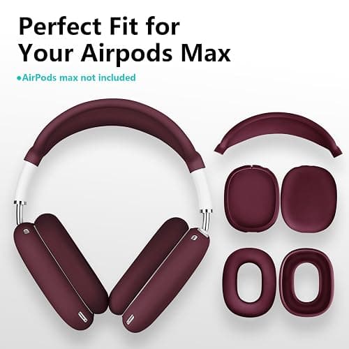 Filoto Case for Airpods Max Headphones,Ear Pad Case Cover/Ear Cups Co ver/Headband for AirPods Max(USB-C/Lightning)(2024/2020),Silicone for Apple Airpod Max,Accessories Cases(Burgundy) thumbnail 6