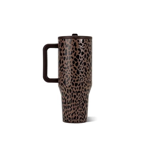 HydroJug Traveler 32oz, Insulated Tumbler with Handle & Straw, Brown Leopard thumbnail 4