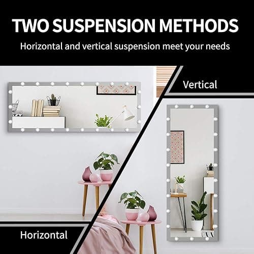 Majnesvon 65" x 24"Full Length Mirror with Lights and Stand Touch Control - Wall Mounted and Floor Standing,LED Lighted Full Body Dressing Mirror for Bedroom,Dimming&3 Color Modes (Silver) thumbnail 5