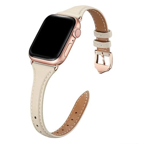 WFEAGL Compatible with Leather Apple Watch Band 41mm 40mm 38mm 42mm(series 11 10) Women, Top Grain Leather Strap Slim & Thin Replacement Wristband for iWatch Bands SE 3 2 1, Series 11 10 9 8 7 6 5 4 3 2 1 - Image 1