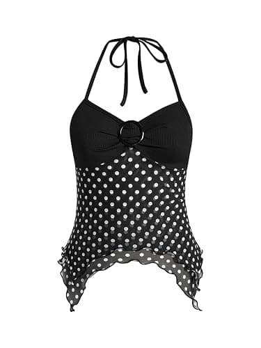 Verdusa Women's Y2k Halter Top Fairy 2000s Clothing Asymmetrical Going Out Tops Aesthetic Whimsical Clothes - Image 1