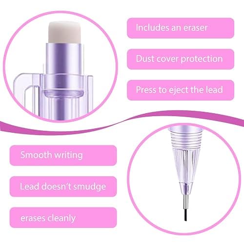 Mangpung 6Pcs Cute Purple Cherry Blossom Mechanical Pencils 0.5mm&0.7mm Mechanical Pencil Kawaii Pencils School Pencil for Students Women Office School Suppies thumbnail 5