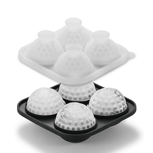 ACOOKEE Novelty Golf Gifts Ball Ice Maker Mold, 2.2" Large Sphere Round Ice Cube Mold for Cocktails, Whiskey, Bourbon Chilling, 4 Hole Fun Shapes Big Silicone Circle Ice Cube Trays thumbnail 6