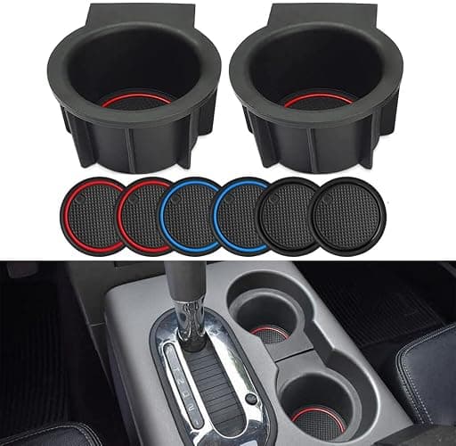 AOTEMILK TPE Console Cup Holder Inserts Replacement for Ford F150 2004-2008 with Flow Through Console Drink Bottle Hold for 2003-2006 Ford Expedition & Lincoln Navigator - Image 1