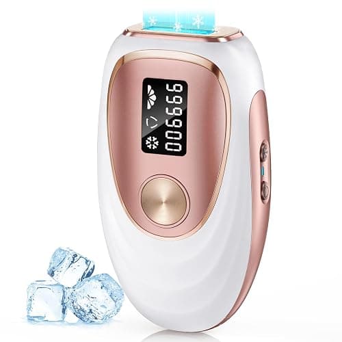 IPL Laser Hair Removal Device for Women & Men - Home 45°F Ice-Cooling Contact for Painless & Long-Lasting Results, 86% Hair Reduction in 3 Weeks for Full Body & Bikini Line, White Rose Gold - Image 1