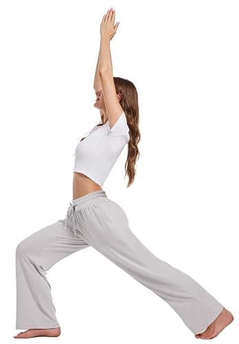 Kivdol 3 Pack Womens Yoga Sweatpants Wide Leg Lounge Pajamas Pants Drawstring Workout Comfy Joggers Sweatpants Pants Pockets thumbnail 5