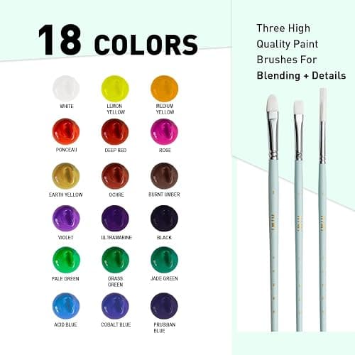 HIMI Gouache Paints Set, 18 Colors, 30g, jelly gouache paint set, Non Toxic Paint for Canvas and Paper, Art Supplies for Professionals, and More (Green Case thumbnail 3