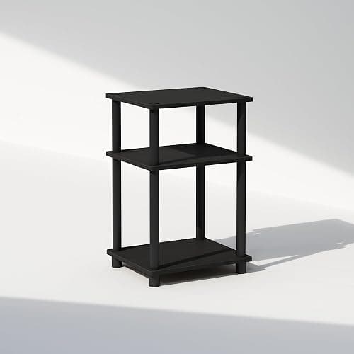 Furinno Just 3-Tier Turn-N-Tube Open Storage Nightstand, 1-Pack, Plastic Poles, Americano/Black thumbnail 6
