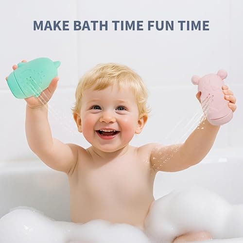 Baby Bath Toys for Toddlers, 15 PCS Mold Free Bathtub Water Play Toys with Floating Boats Spoons and Silicone Sensory Bath Toys, Water Table & Pool Toys for Babies and Toddlers - 15PCS Rainbow Color Boat & Silicone thumbnail 3