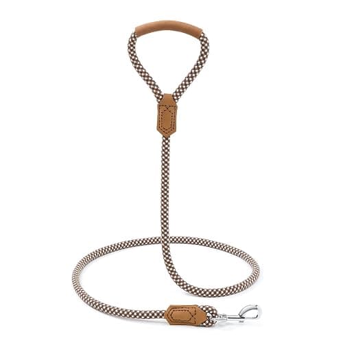 Mile High Life | Premium Leather Dog Leash | Strong Rope Leash | Leather Handle | Zinc Alloy Strong Clasp | Small Medium Large Dogs | 4/5/6 Feet(Brown, 72 Inch (Pack of 1)) thumbnail 7