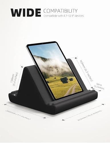 Lamicall Tablet Pillow Holder Stand - Tablet Pillow Soft Pad Dock for Lap, Bed and Desk with Pocket & 4 Viewing Angles, for iPad Pro 13, 11, 12.9, Air, Mini, Kindle, iPhone, 4-13" Devices, Black thumbnail 4