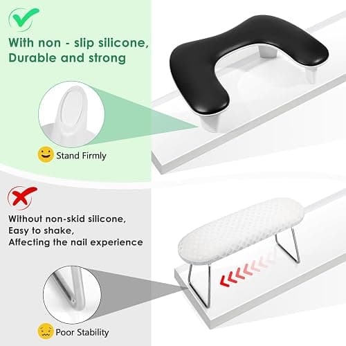 LIONVISON Arm Rest for Nails Tech U Shaped - Comfortable Manicure Nail Hand Rest Pillow Cushion, PU Leather Nail Armrest Stand for Acrylic Nail Art Tech, Quick Installation, Black thumbnail 4