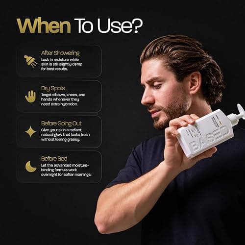 BASED Body Lotion with Ceramides - Santal Scent Men's Hydrating Moisturizer - Fast Absorbing Non Greasy Formula - Softens Dry Skin - Formulated & Filled in USA (13.5 Fl Oz, Pack of 1) thumbnail 3