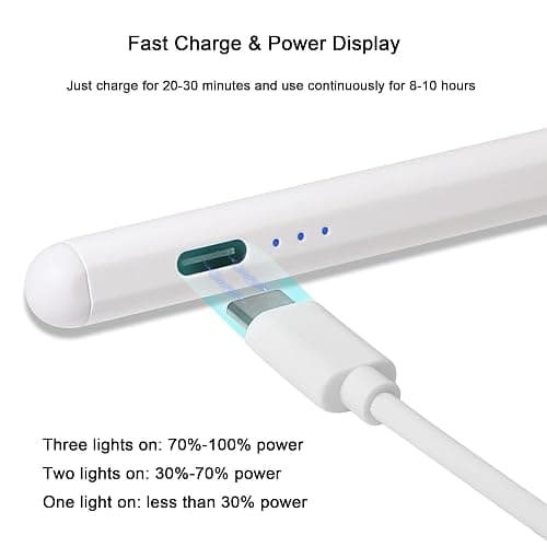 Pencil for Apple, Stylus Pen for iPad A16 11th/10th/9/8/7/6 Generation, iPad Pro M4 13"/11"/12.9", iPad Air M3/M2/5/4/3 Gen, iPad mini A17 Pro 7/6/5, Palm Rejection & Tilt Sensitivity (White) thumbnail 6