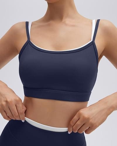 SUUKSESS 2 Piece Workout Sets Layered Sports Bra Yoga Gym Biker Shorts thumbnail 5