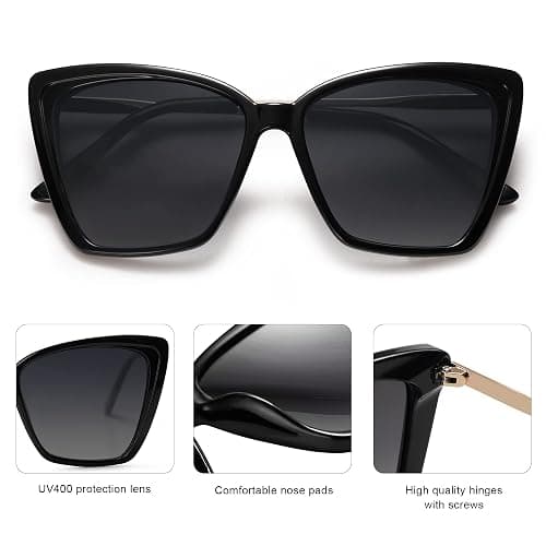 SOJOS Trendy Polarized Sunglasses For Women Retro Womens Oversized Square Cat Eye Sun Glasses UV Protection SJ2206 thumbnail 4