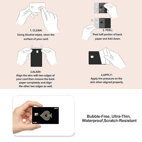 5Pcs Credit Card Skin Sticker, Funny Credit Card Skin Sticker Cover, Vinyl Stickers for Debit Credit Cards, Cute Waterproof Skins Cover for Bank, EBT, Key, Transportation, ID (Poker) thumbnail 5