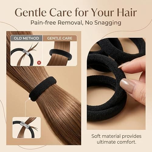Ayogost 180Pcs Black Hair Ties No Damage for Thick Hair, High Stretch Hair Bands, Seamless Cotton Ponytail Holders for Women Girls or Men, Ouchless Elastic Hair Ties for Gym & Daily Use thumbnail 2