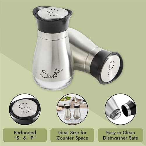 Stainless Steel Salt and Pepper Shakers Set with Glass Bottom, Modern Kitchen Accessories Set (4oz) thumbnail 4