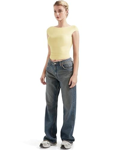 SUUKSESS Women Backless Sexy Going Out Tops Double Lined Open Back Y2k Basic Tee Shirts thumbnail 5