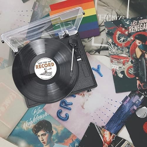 Vinyl Record Player with Speakers Vintage Turntable for Vinyls Records Belt-Driven Turn Table Support 3-Speed, Wireless Playback, Headphone, AUX-in, RCA Line LP Phonograph for Sound Enjoyment Black thumbnail 2