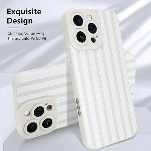 KANGHAR Compatible with iPhone 16 Pro Case, Silicone Stripes Cute Pattern, Camera Protection Soft Slim Phone Case for Phone Case -White thumbnail 3