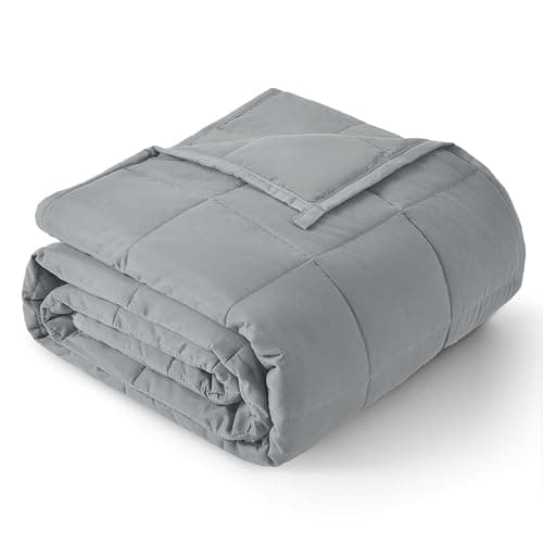 Topblan Weighted Blanket for Adults 12lbs, Breathable Cooling Weighted Blanket for Sleeping, Soft Heavy Microfiber Material with Glass Beads Blanket for All Season, Sofa Bed, 48"x72" Twin Size,Grey - Image 1
