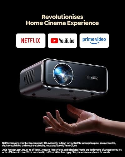 [Built-in Apps/4K Support] Smart Outdoor Projector with WiFi and Bluetooth, Movie Projector, DoIby Audio with Dual Speaker, Auto Focus w/ YouTube&PrimeVideo Proyector, Upgrad P62 Pro thumbnail 2