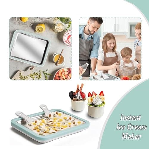 Instant Ice Cream Maker, At-Home Rolled Ice Cream Maker Kit Instant Freeze Plate with 2 Scrapers, DIY Stainless Steel Homemade Iced Tray, Fun Family Activity, Iced Stir Frying Machine(Pink) thumbnail 4