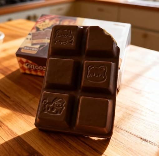 Realistic Chocolate Bar Squishy Slow Rising PU Foam Squeeze Toy, Sweet Scented Fake Food Fidget for Stress Relief, Kawaii Desk Decor Funny Prank Gift for Adults (Chocolate) thumbnail 2