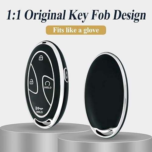 5 Buttons Compatible with Hyundai Key Fob Cover Accessories, Fits for Elanrtra Sonata Ioniq Santa Fe Santa Cruz KONA Tucson, Soft TPU Key Case with Leather Keychain (Black-Gold) thumbnail 3
