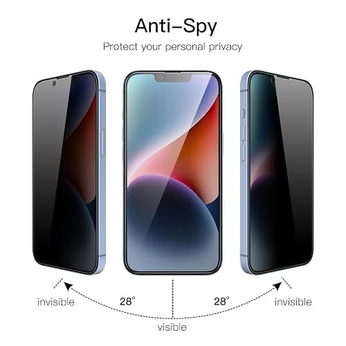 JETech Privacy Full Coverage Screen Protector for iPhone 16e 2025, iPhone 14 6.1-Inch, Anti-Spy Tempered Glass Film, Edge to Edge Protection Case-Friendly, 2-Pack thumbnail 3