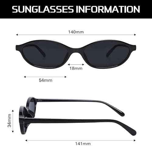 GUVIVI Retro Oval Sunglasses for Women Chic Cat Eye 90s Sunnies Lightweight Narrow Shades Trendy UV protection Sun Glasses thumbnail 4