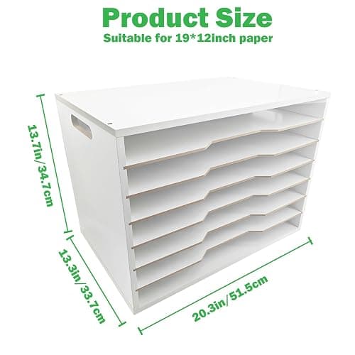 WUEURU Construction Paper Organizer 20x13,Larger Size Wooden Literature Organizer,7 Tier Construction Paper File Sorter Storage,Large File Suitable for Home,Classroom and Office thumbnail 3