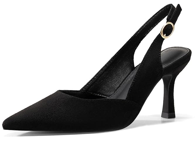 Rilista Women's Slingback Kitten Heels Closed Pointed Toe Backless Wedding Party Dress Pumps Shoes - Image 1