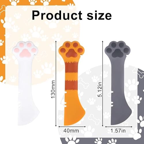 Tinoaly 3 Pcs Dog Cat Food Spoon, Cute Paw Spoon for Wet Food Silicone Can Opener Multifunctional Pet Spatula Scoop Mixing Spoons for Cat Dog Supplies (White, Orange & Dark Grey) thumbnail 3