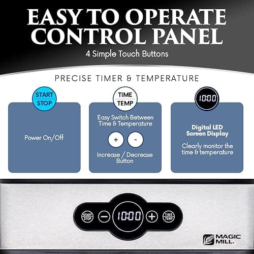 Magic Mill Food Dehydrator Machine | 5 Stackable Stainless Steel Trays Jerky Dryer with Digital Adjustable Timer & Temperature Control - Electric Food Preserver for Fruits, Veggies, Meats & Dog Treats thumbnail 2