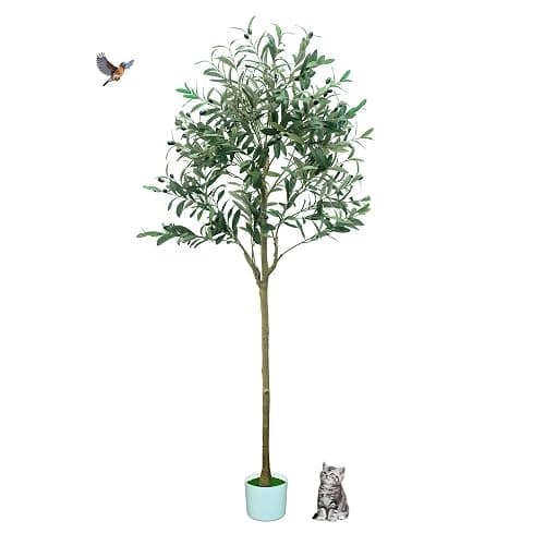 5FT Artificial Olive Tree,Artificial Plants Indoor,Faux Olive Tree Olive Trees Artificial Indoor with Natural Wood Trunk and Realistic Leaves and Fruits (5FT) - Image 1