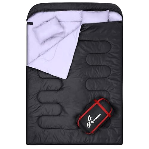 Sportneer Double Sleeping Bag: Queen Size 2 Person All Season for Warm & Cold Weather Camping Sleeping Bag with 2 Pillows, Waterproof Lightweight Large Size 86.6'' x 59'' - Image 1