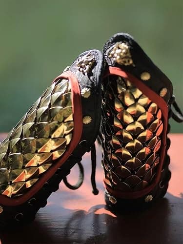 2 Pack Unisex Dragon Scale Armor Arm Guards Hanfu Armor Golden&Silver 304 Stainless Steel Armor Wristbands Hanfu Bracers thumbnail 6
