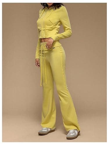 Verdusa Women's Drawstring Waist Flared Pants Bell Bottoms Casual Thermal Skinny Trousers thumbnail 5