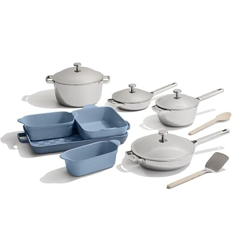 Our Place 15-Piece Titanium Pro Cookware & Bakeware Set | Tri-Ply Titanium & Stainless Steel Nonstick Fry Pans & Pots | Ceramic Nonstick Bakers & Griddle Pan | Non-toxic, PFAS-Free | Blue Salt - Image 1